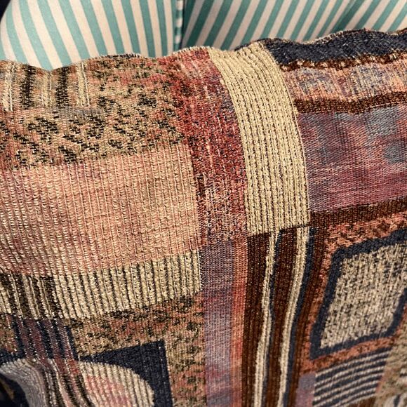 VTG 80s Abstract Geometric Woven Pillow 20x20 Earth Tone Southwest Deco - Picture 6 of 6